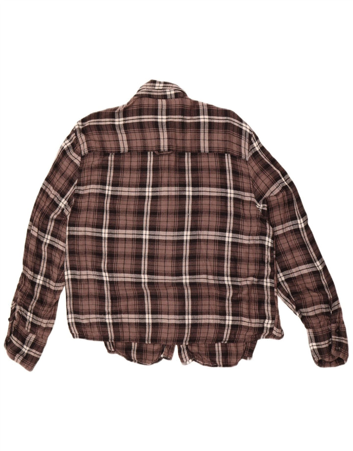 Benetton γυναικείο φανελένιο πουκάμισο UK 14 Large Brown Check