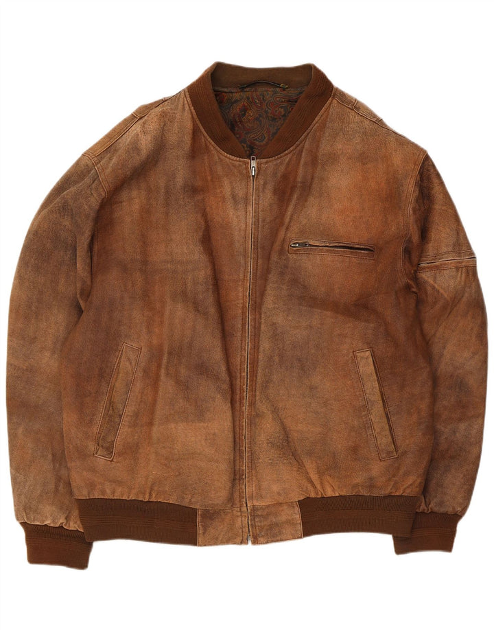 Vintage Ανδρικό Δερμάτινο Μπουφάν UK 42 XL Καφέ Δερμάτινο