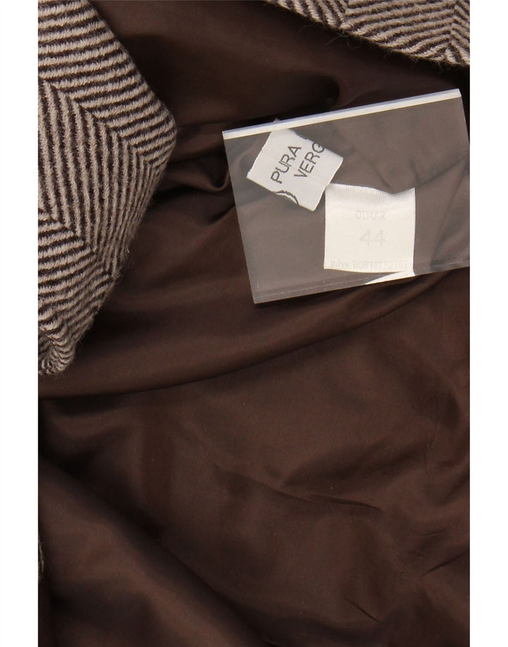 Vintage Γυναικείο Πανωφόρι IT 44 Μαλλί Chevron Μεσαίο Καφέ