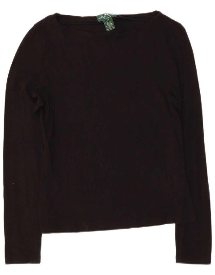Ralph Lauren Γυναικείο Petite μακρυμάνικο τοπ UK 8 Small Black Rayon