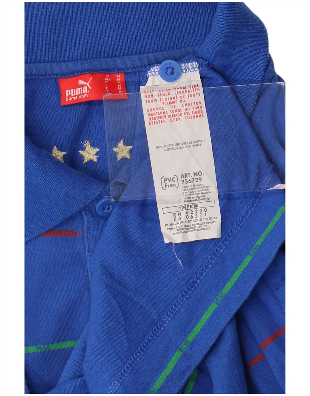 Πουκάμισο Puma Mens Italia Polo Βαμβακερό μεσαίο μπλε ριγέ