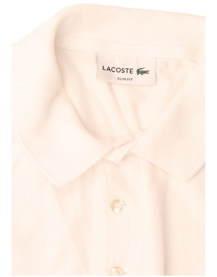 Ανδρικό μπλουζάκι πόλο Lacoste, μεσαίο λευκό βαμβακερό