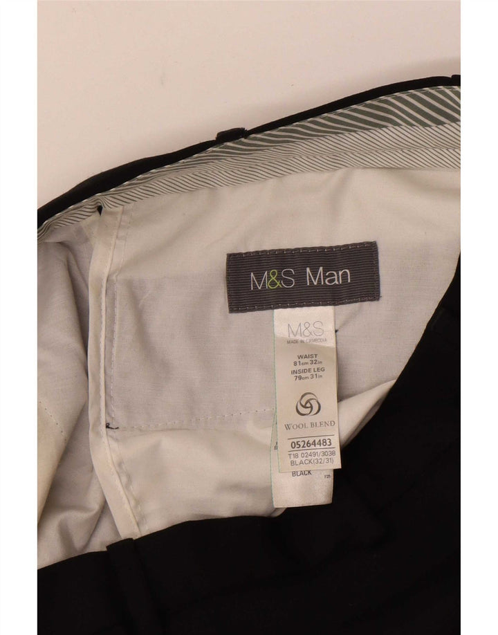 Marks & Spencer Ανδρικό ίσιο παντελόνι W32 L31 Μαύρο πολυεστέρα