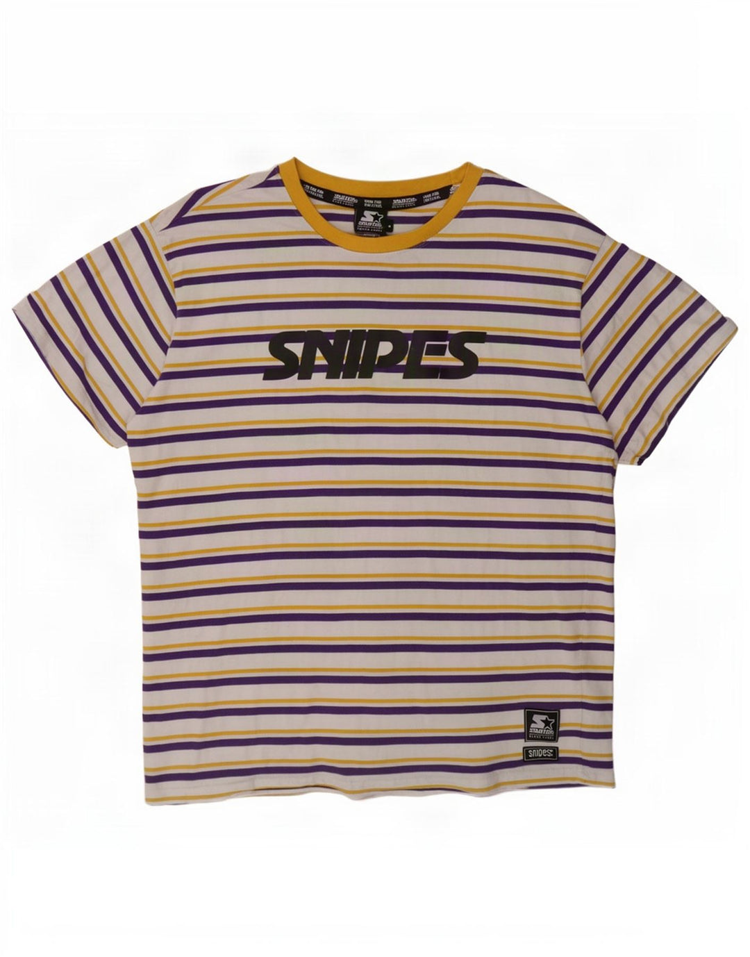 Starter ανδρικό ΜΑΥΡΟ ΕΤΙΚΕΤΑ Γραφικό T-Shirt Top μεγάλο λευκό ριγέ βαμβακερό