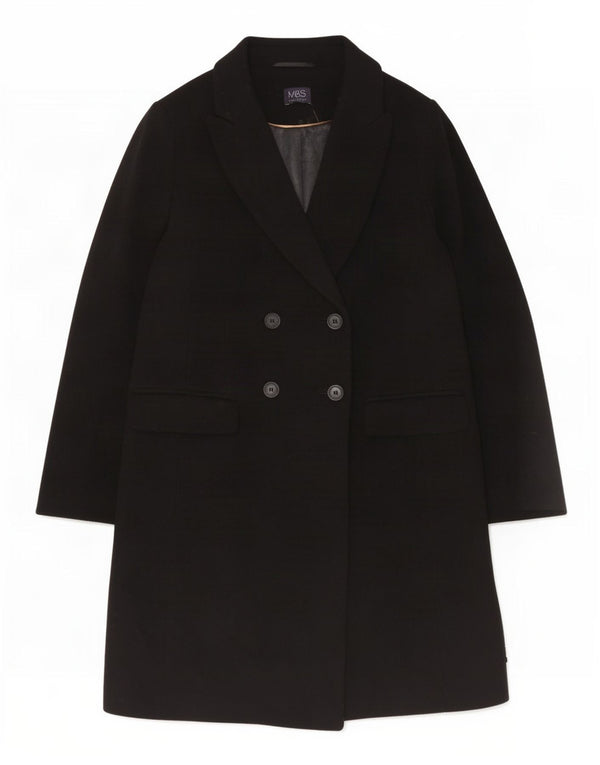 Marks & Spencer Γυναικείο παλτό με διπλό στήθος UK 14 Large Black Wool