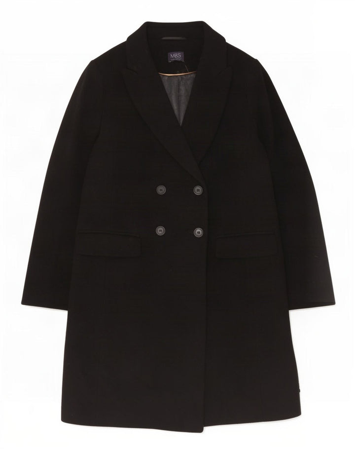 Marks & Spencer Γυναικείο παλτό με διπλό στήθος UK 14 Large Black Wool