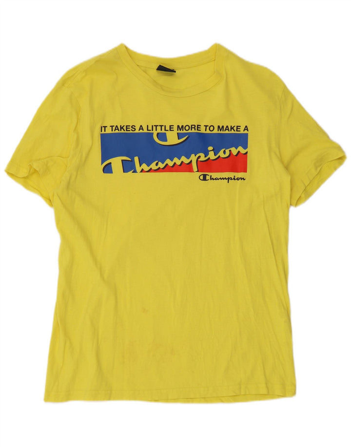 Ανδρικό γραφικό T-Shirt Champion Top από μεσαίο κίτρινο βαμβάκι