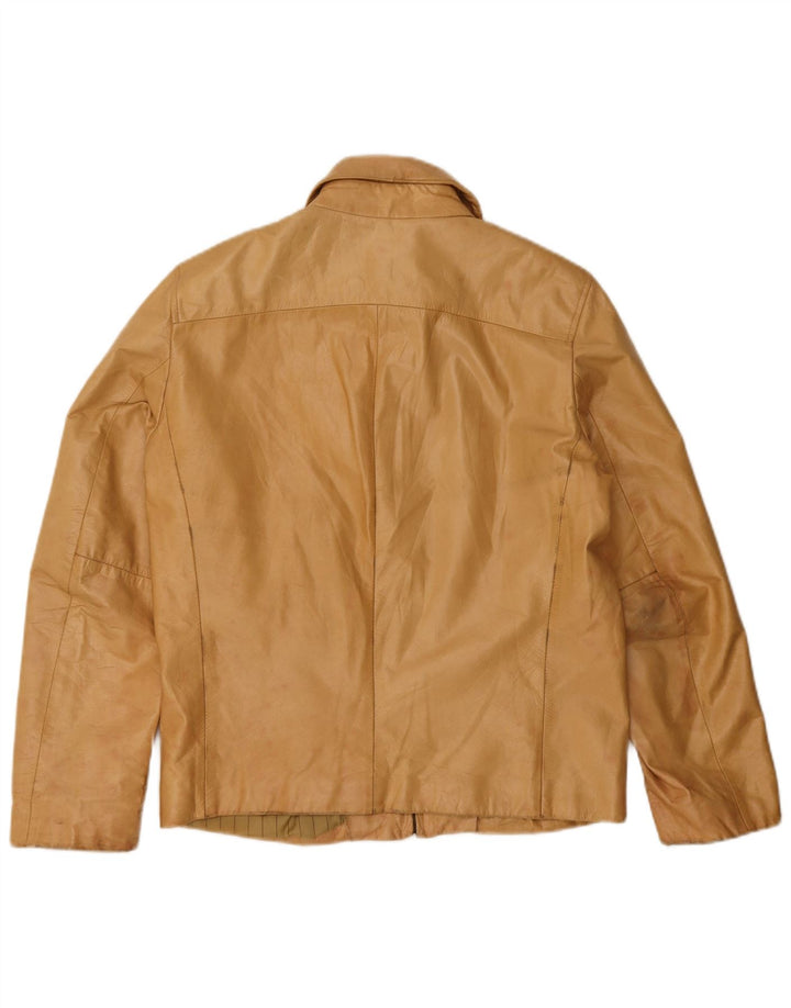 Vintage Γυναικείο Δερμάτινο Μπουφάν IT 46 Large Beige Leather