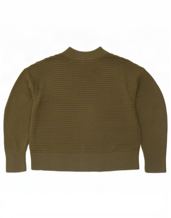 Warehouse Γυναικείο πουλόβερ με λαιμό χελώνα UK 12 Medium Khaki ριγέ
