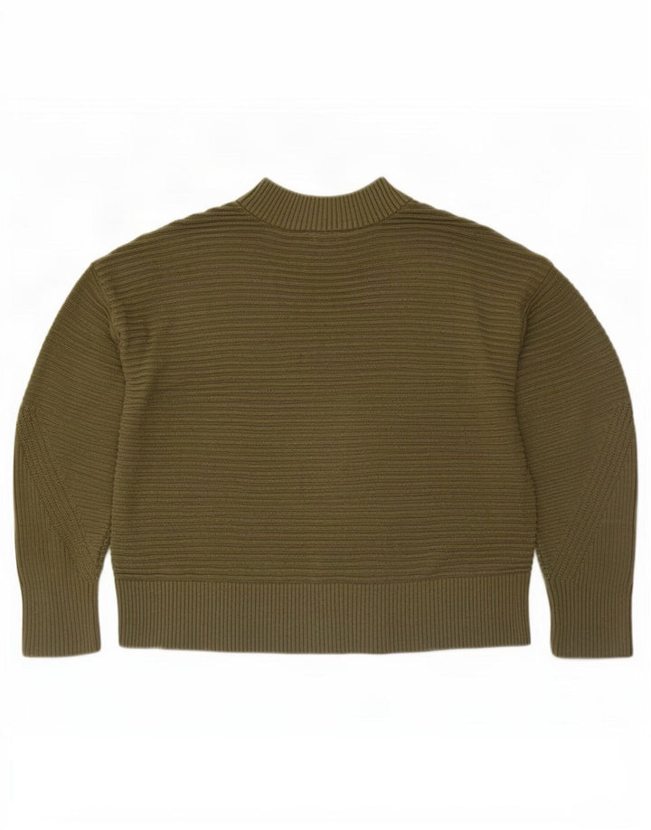 Warehouse Γυναικείο πουλόβερ με λαιμό χελώνα UK 12 Medium Khaki ριγέ