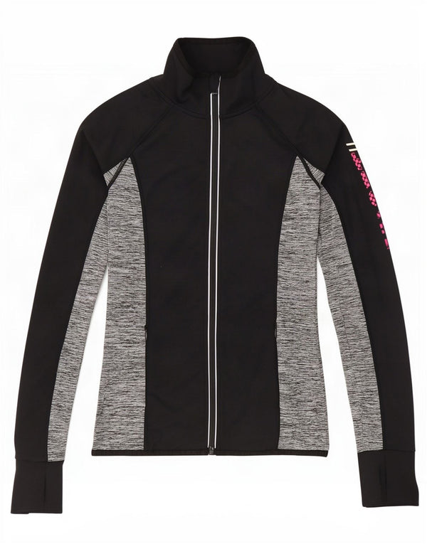 Superdry Γυναικεία αθλητική φόρμα γραφικών Top Jacket UK 6 XS Black Colourblock