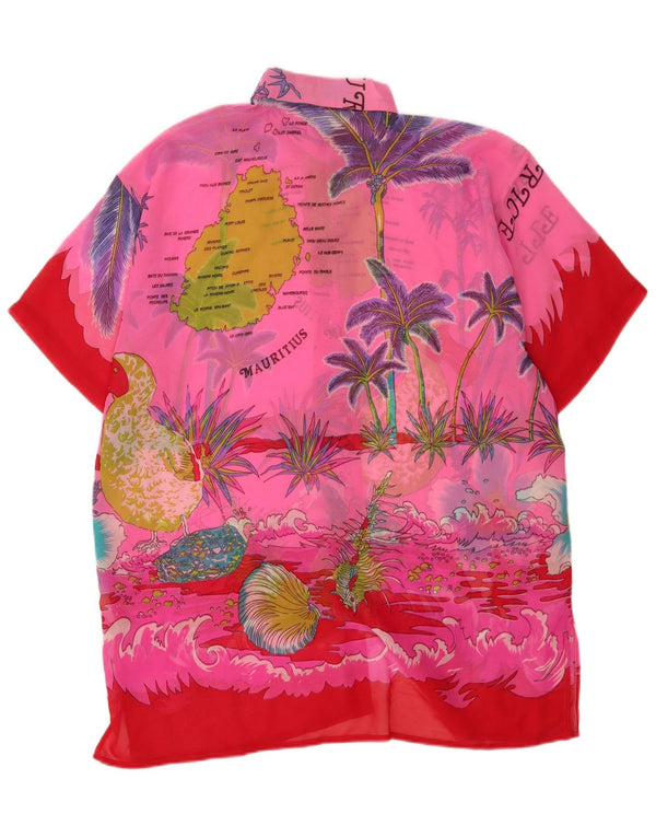 Vintage γυναικεία μπλούζα Mauritius UK 22 3XL Pink Floral Tropical