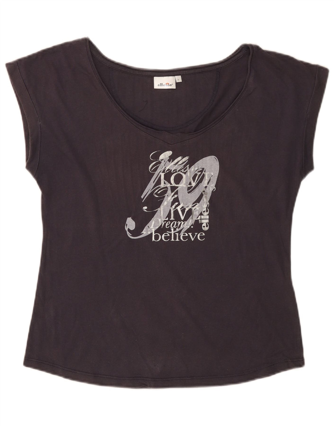 Γυναικείο γραφικό μπλουζάκι ELLESSE Top UK 14 Large Navy Blue από βαμβάκι