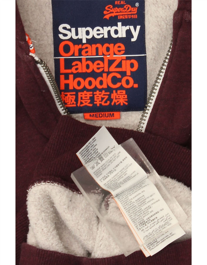 Ανδρικό πουλόβερ με κουκούλα με φερμουάρ Superdry, μεσαίο βαμβακερό μπορντό