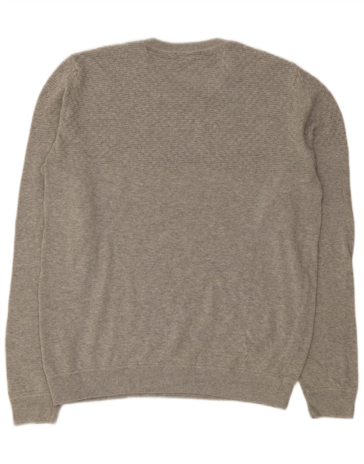 Jack & Jones Ανδρικό πουλόβερ με λαιμόκοψη, μεγάλο γκρι βαμβακερό