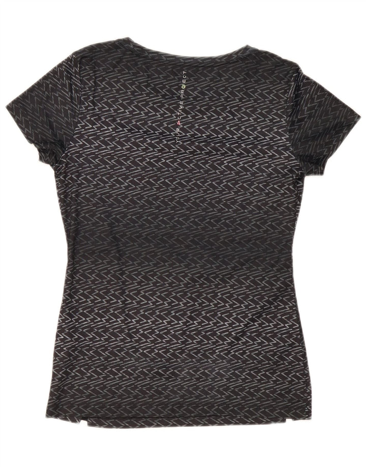 Γυναικείο T-Shirt Lotto Top UK 12 Medium Black Chevron Polyester