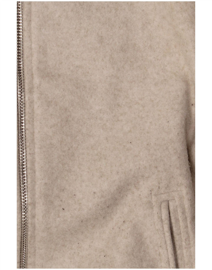 Zara Womens Crop Oversized Bomber Jacket UK 10 Small Beige Polyester