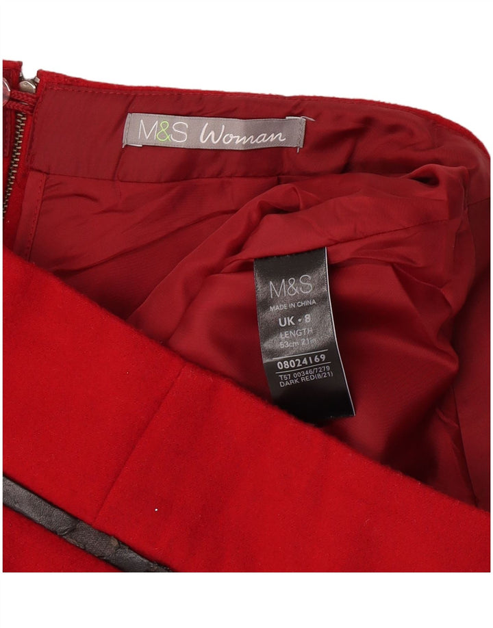 Marks & Spencer Γυναικεία ίσια φούστα UK 8 Small W28 Red Polyester