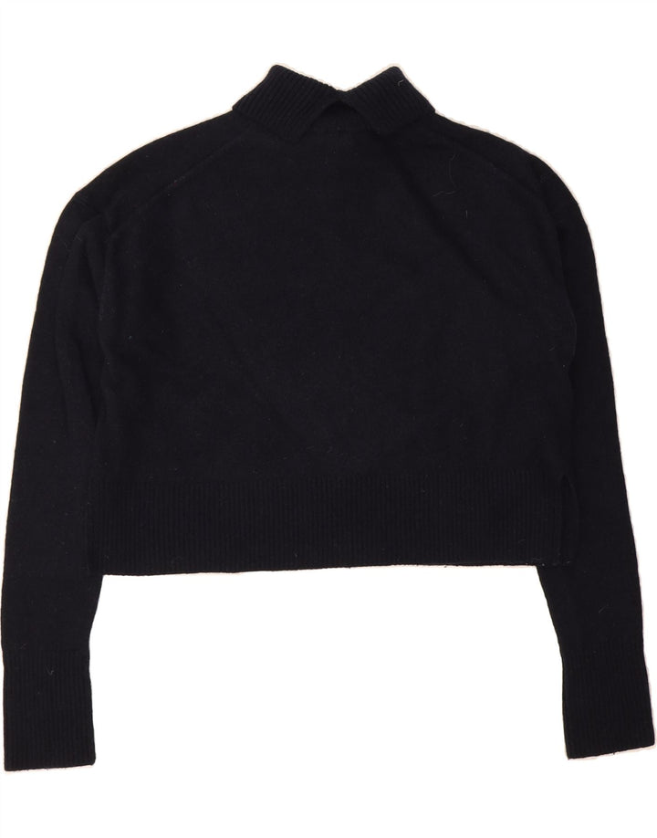 VINTAGE Womens Oversized Roll Neck Jumper Sweater UK 10 Small Navy Blue Vintage Vintage and Second-Hand Vintage from Messina Hembry 