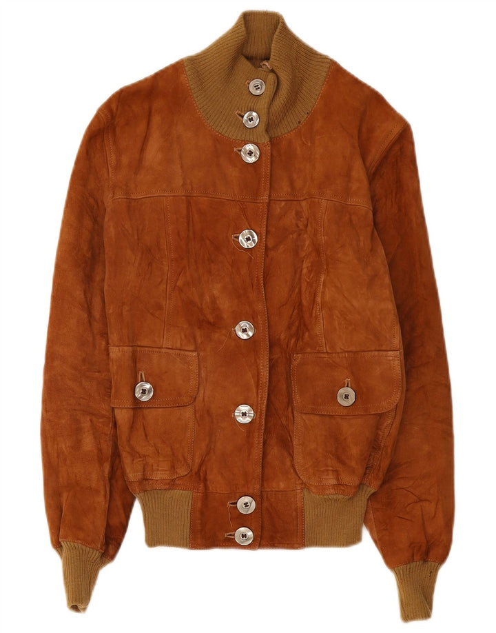 Vintage Γυναικείο Suede Bomber Jacket IT 48 XL Καφέ Δερμάτινο