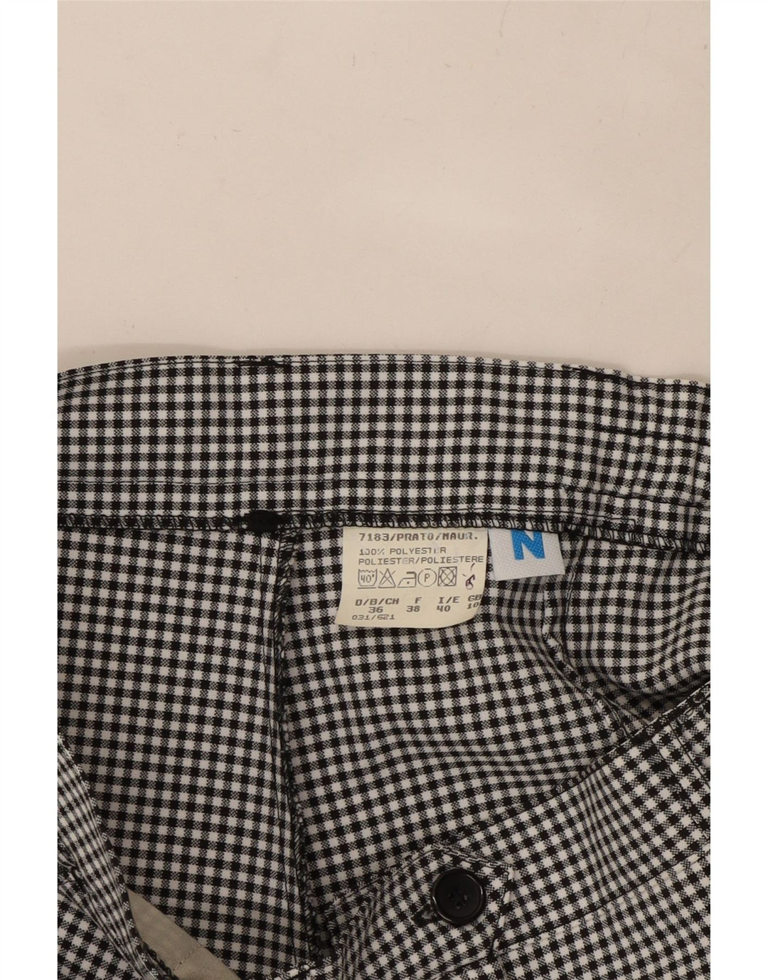 VINTAGE γυναικείο ψηλόμεσο σορτς chino UK 10 Small W27 μαύρο Gingham