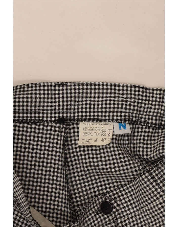 VINTAGE γυναικείο ψηλόμεσο σορτς chino UK 10 Small W27 μαύρο Gingham
