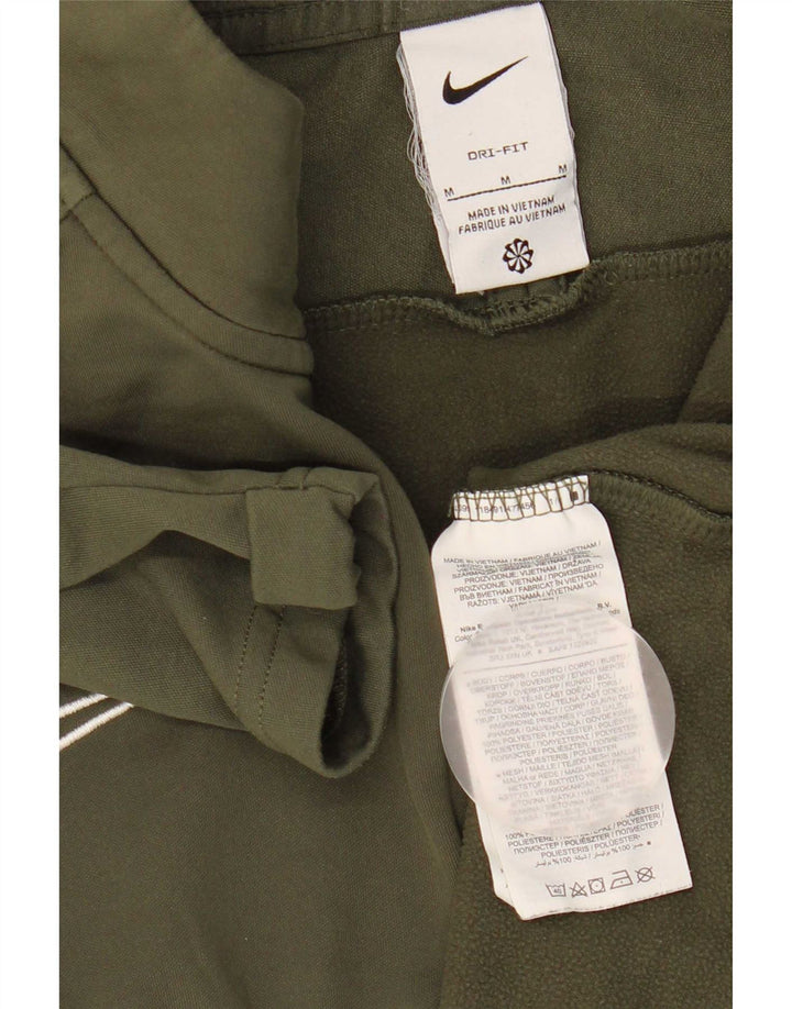 Ανδρική μπλούζα με φερμουάρ Nike Dri Fit με μακρυμάνικο μεσαίο χακί χρώμα