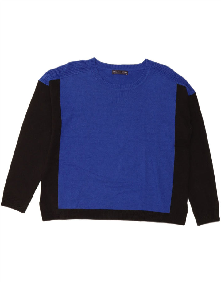 MARKS & SPENCER Womens Boat Neck Jumper Sweater UK 14 Large  Blue Vintage Marks & Spencer and Second-Hand Marks & Spencer from Messina Hembry 