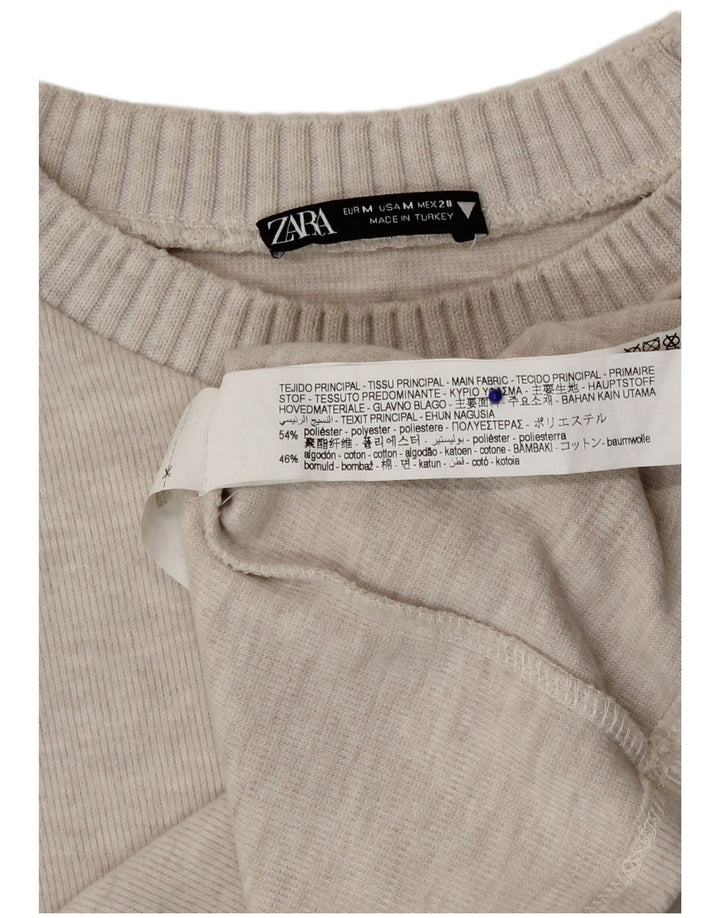 Zara Γυναικεία Μπλούζα Τοπ UK 14 Medium Beige Polyester
