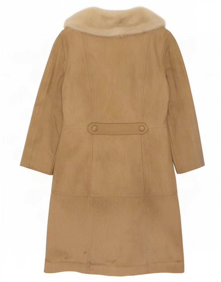 Vintage γυναικείο παλτό Shearling UK 14 Medium Beige Leather