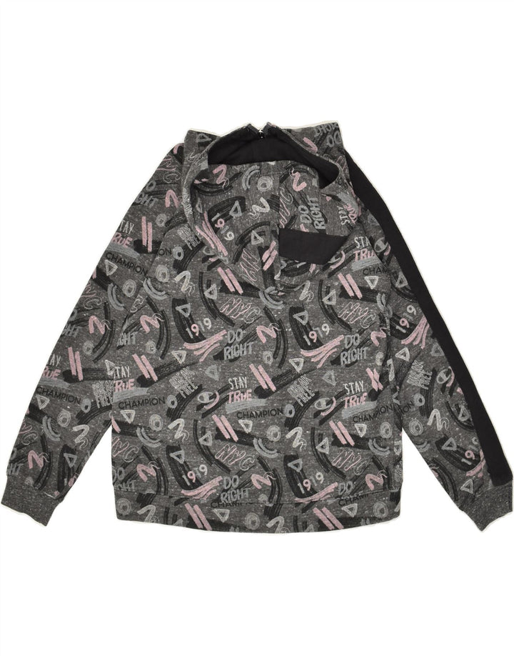 CHAMPION Boys Graphic Zip Hoodie Sweater 9-10 Years Medium Grey Cotton | Vintage Champion | Thrift | Second-Hand Champion | Used Clothing | Messina Hembry 