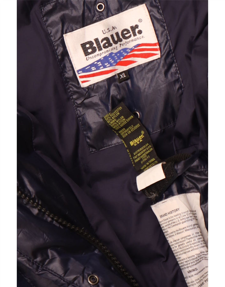 Blauer Γυναικείο παλτό με κουκούλα UK 18 XL Navy Blue Polyester