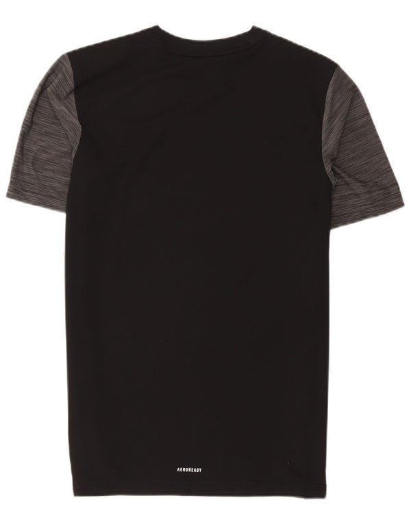 Adidas Boys Aeroready Graphic T-shirt Top 15-16 Years Grey Colourblock