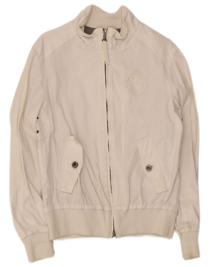 Vintage Ανδρικό Bomber Jacket IT 46 Small White Viscose