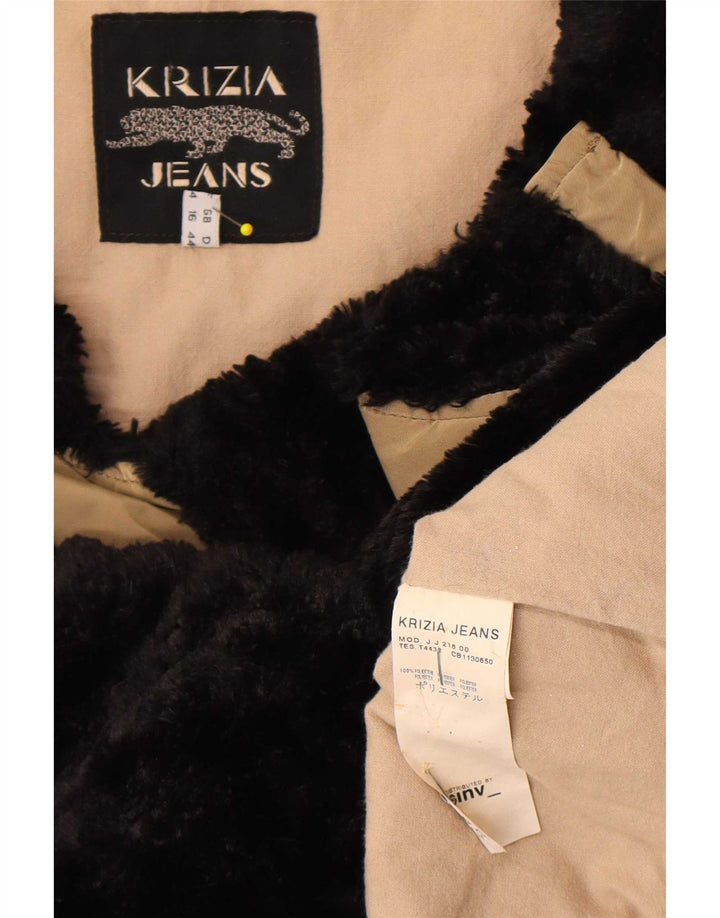 Krizia Jeans Γυναικείο Πανωφόρι UK 16 Large Beige Colourblock Polyester