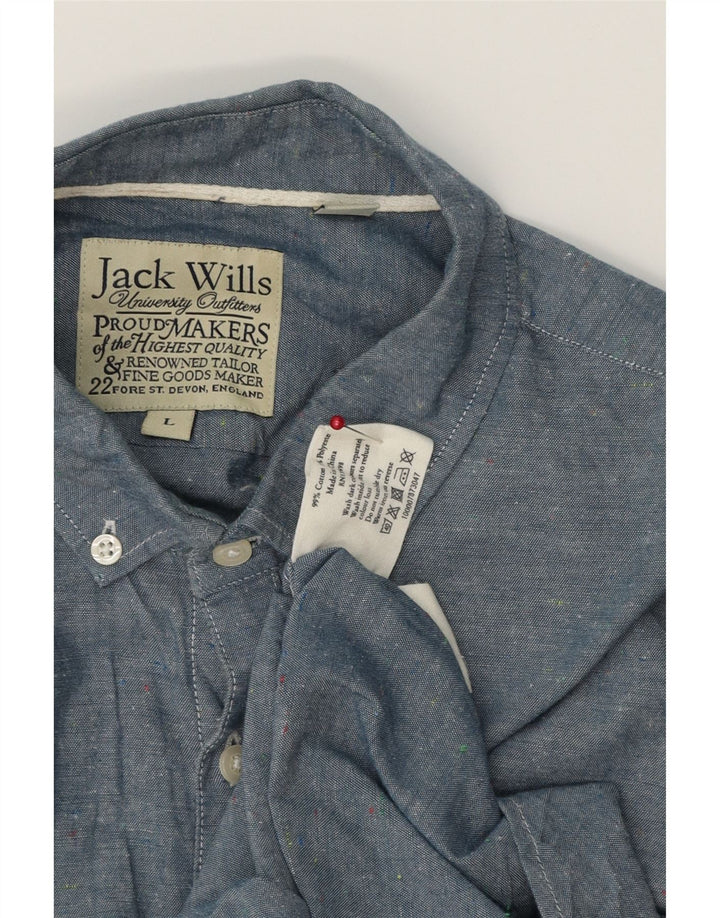 Jack Wills Ανδρικό κοντομάνικο πουκάμισο μεγάλο μπλε βαμβακερό