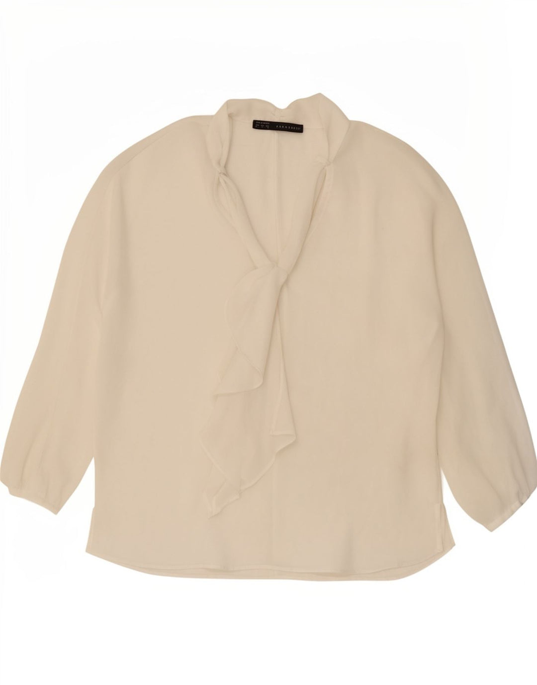 Γυναικεία μακρυμάνικη μπροστινή γραβάτα Zara See Through Top UK 16 Large White