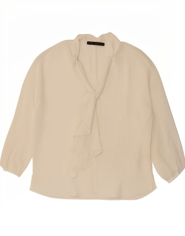 Γυναικεία μακρυμάνικη μπροστινή γραβάτα Zara See Through Top UK 16 Large White