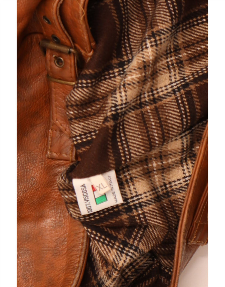 Vintage Γυναικείο Δερμάτινο Μπουφάν UK 18 XL Καφέ Δερμάτινο Flecked