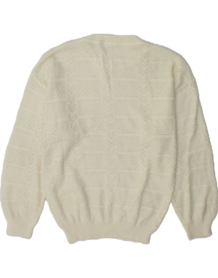 VINTAGE Womens Crew Neck Jumper Sweater UK 12 Medium White Vintage Vintage and Second-Hand Vintage from Messina Hembry 