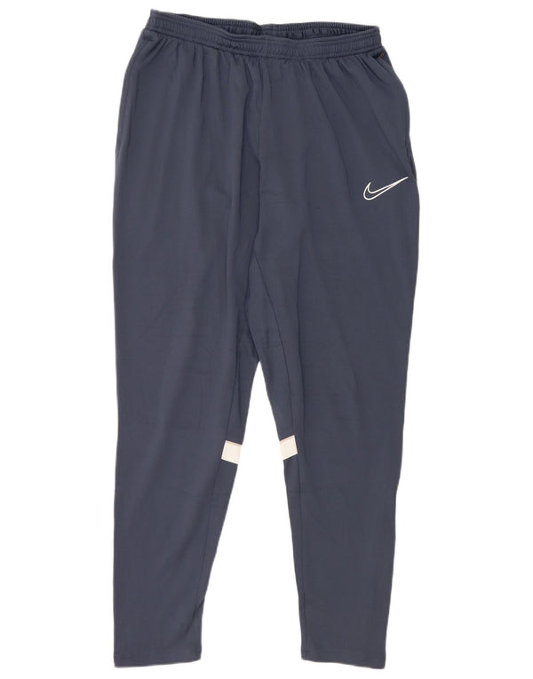 NIKE Mens Dri Fit Tracksuit Trousers Large  Navy Blue Colourblock