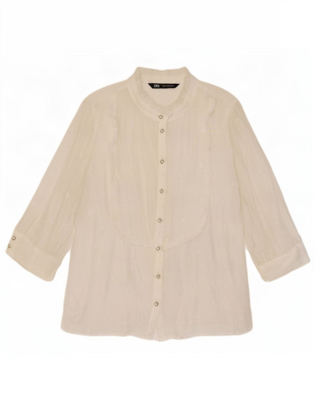 Zara Γυναικεία 3/4 Μπλούζα See Through πουκάμισο UK 14 Medium White