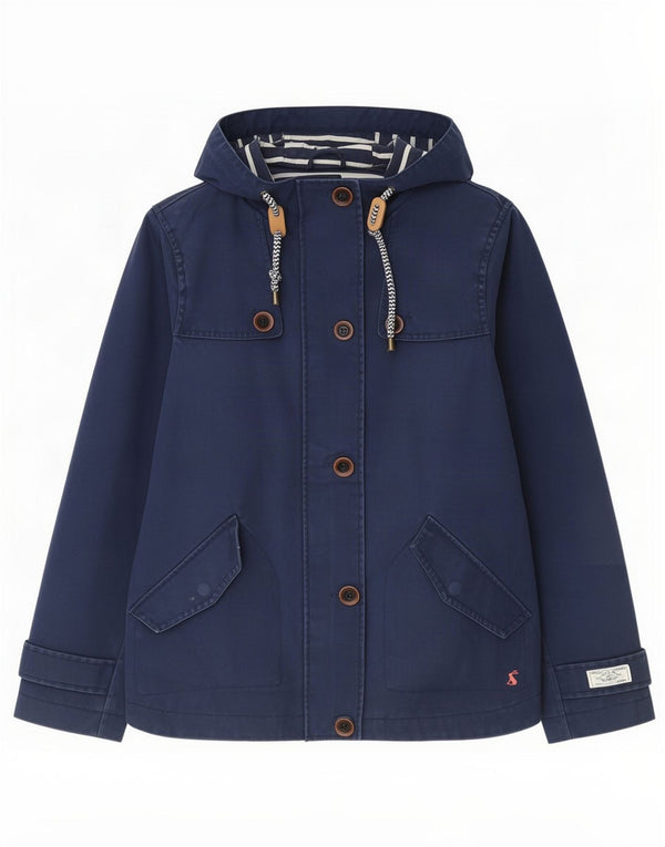 Joules Γυναικείο μπουφάν βροχής με κουκούλα UK 8 Small Navy Blue Cotton