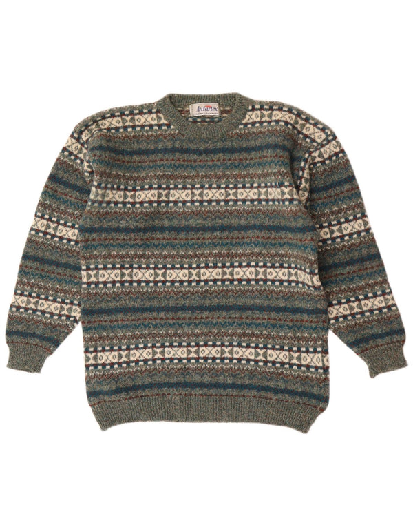 Ανδρικό πουλόβερ με λαιμόκοψη Antartex XL Green Fair Isle Wool