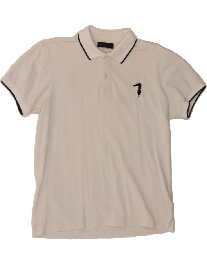 TRUSSARDI Mens Polo Shirt XL White Cotton Vintage Trussardi and Second-Hand Trussardi from Messina Hembry 