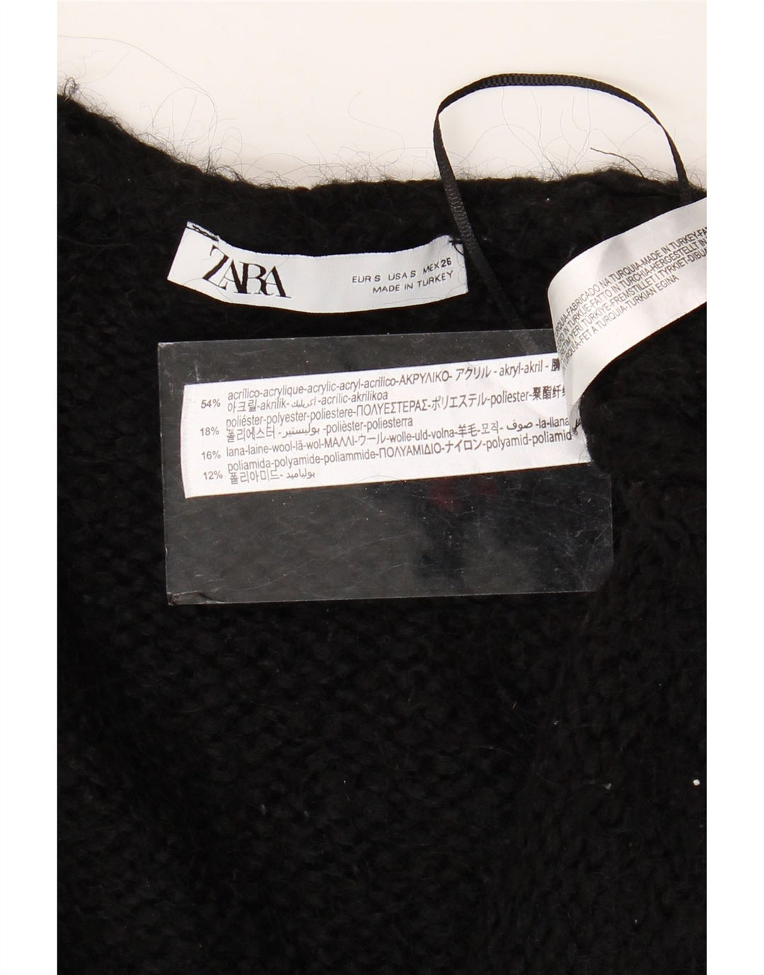 ZARA Γυναικείο μακρυά ανοιχτό πουλόβερ UK 10 Small Black
