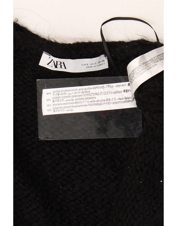 ZARA Γυναικείο μακρυά ανοιχτό πουλόβερ UK 10 Small Black