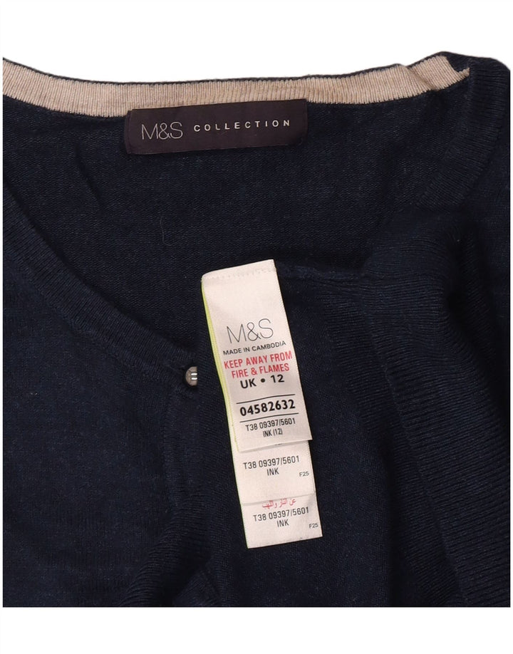 Marks & Spencer Γυναικεία ζακέτα πουλόβερ UK 12 Medium Navy Blue Viscose
