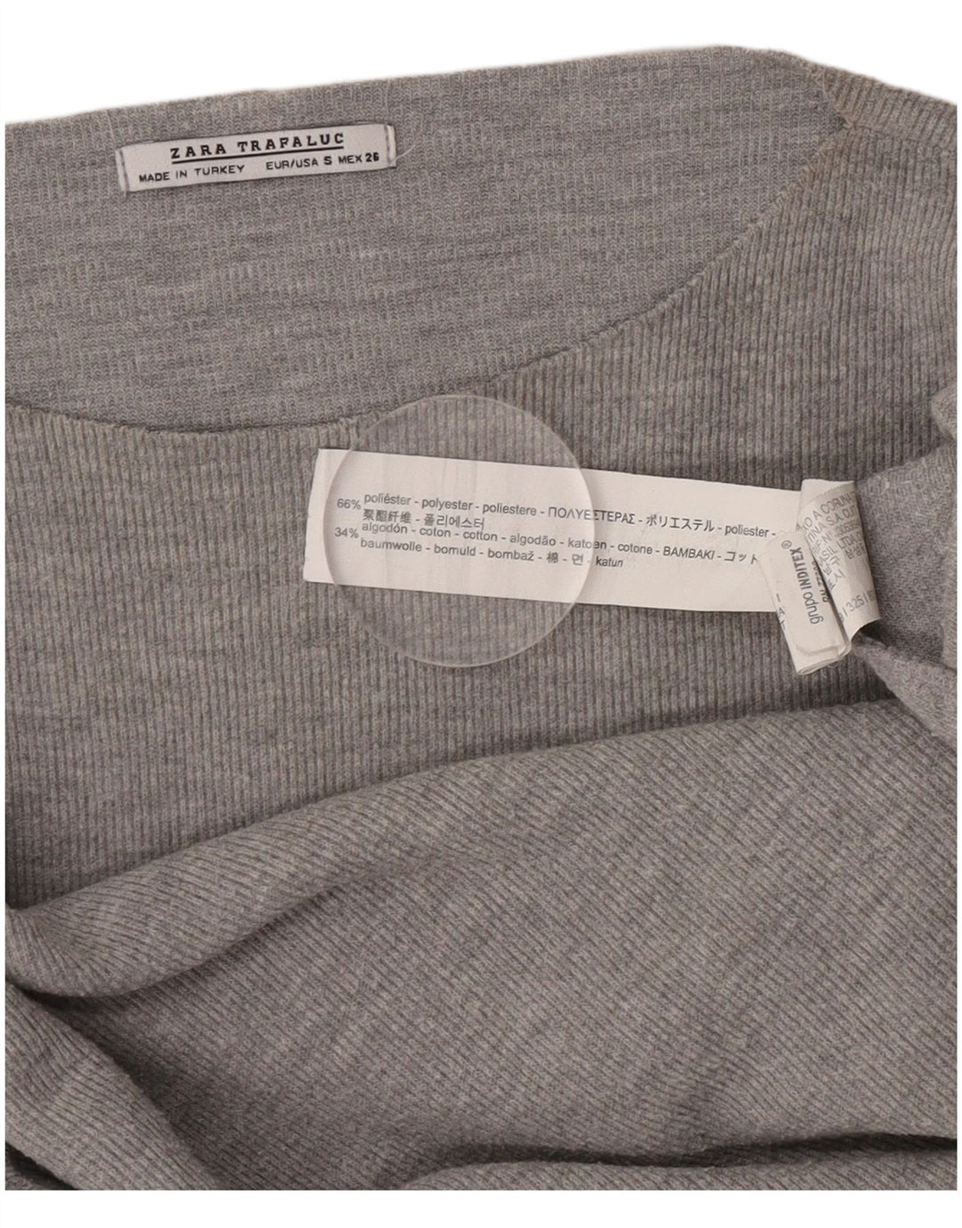Zara Γυναικείο Trafaluc Oversized Top μακρυμάνικο UK 10 Small Grey Polyester
