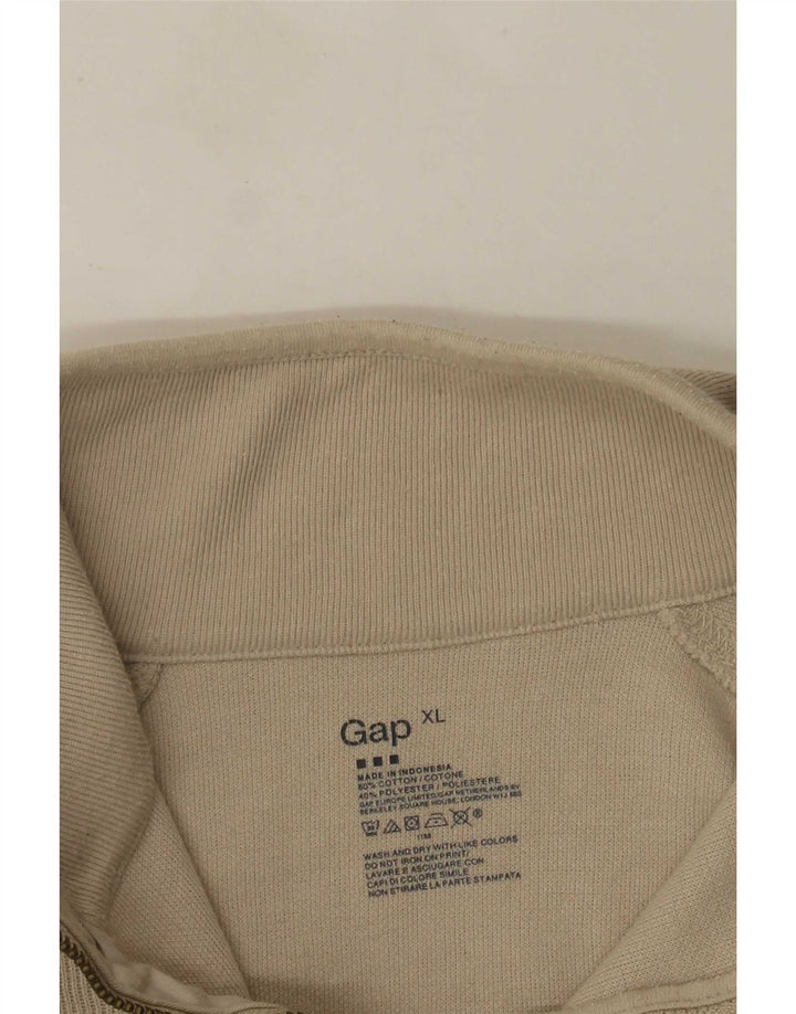 Gap Ανδρικό μπλουζάκι με φερμουάρ Μακρυμάνικο XL Μπεζ βαμβακερό